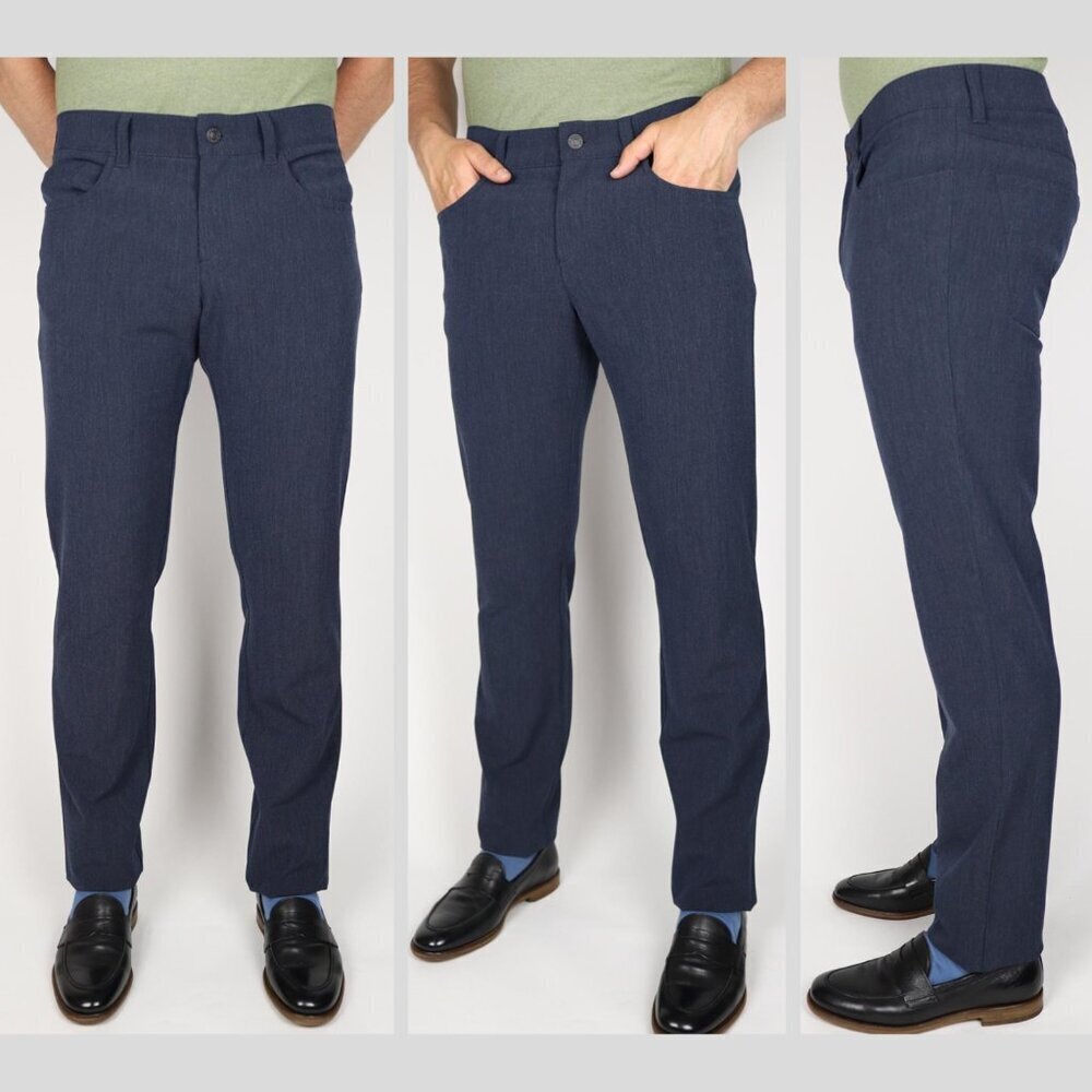 Alberto Ceramica Blue Gray Pipe 36x34 Regular Fit Pants 35219